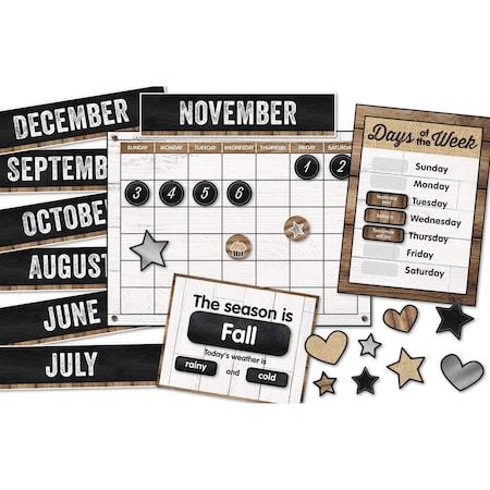 Schoolgirl Style Industrial Chic Calendar Bulletin Board Set 110398
